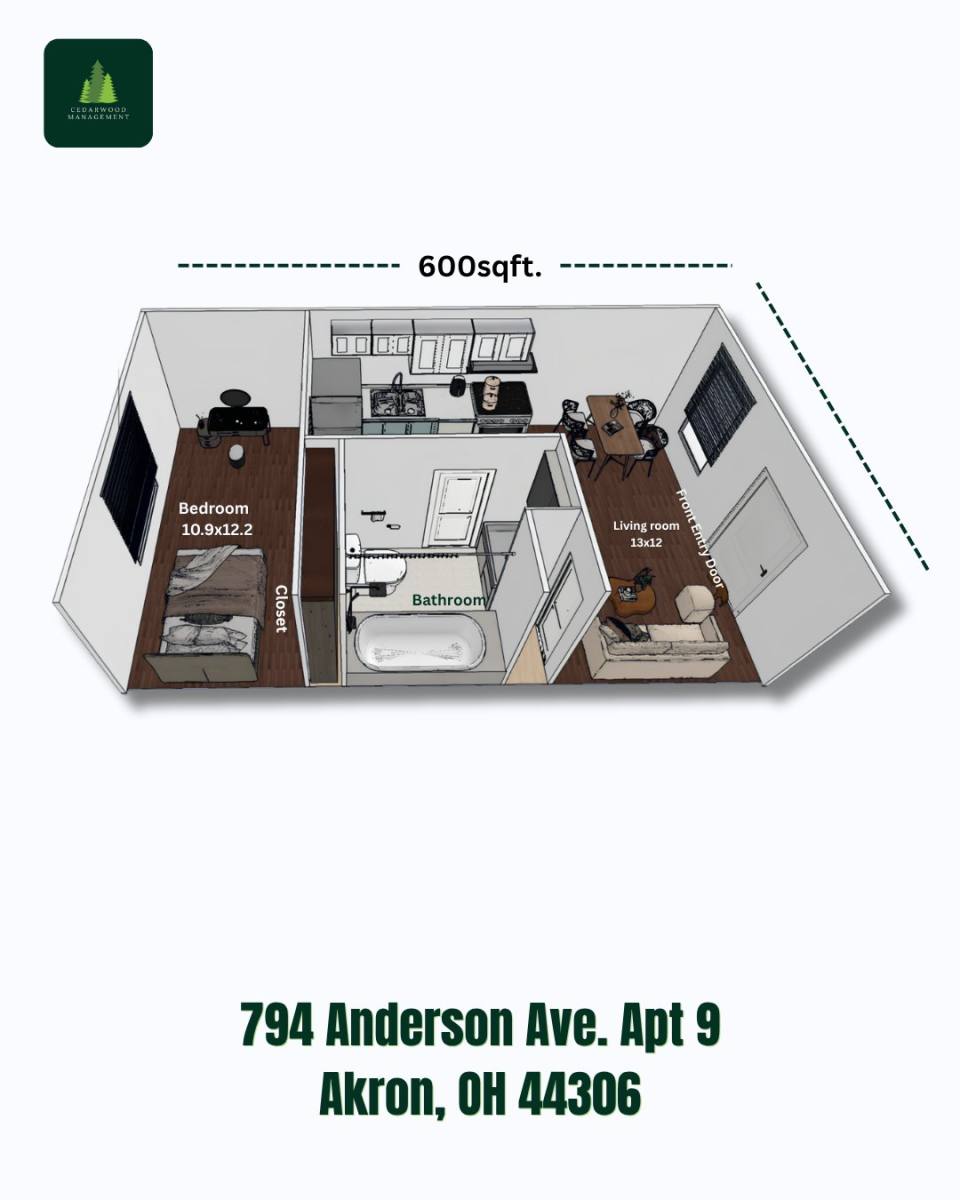 Apartment for rent at 794 Anderson Ave #2, Akron, OH 44306