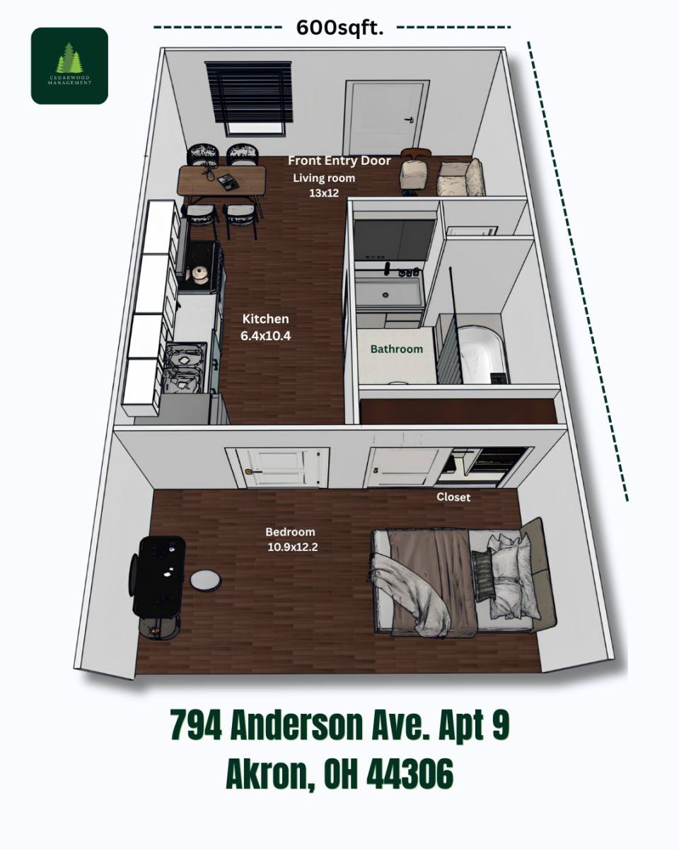 Apartment for rent at 794 Anderson Ave #2, Akron, OH 44306