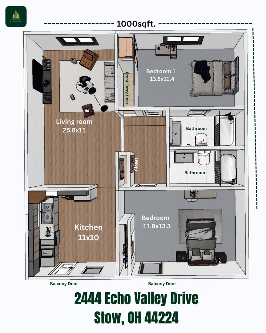 Apartment for rent at 2444 Echo Valley Dr, Stow, OH 44224
