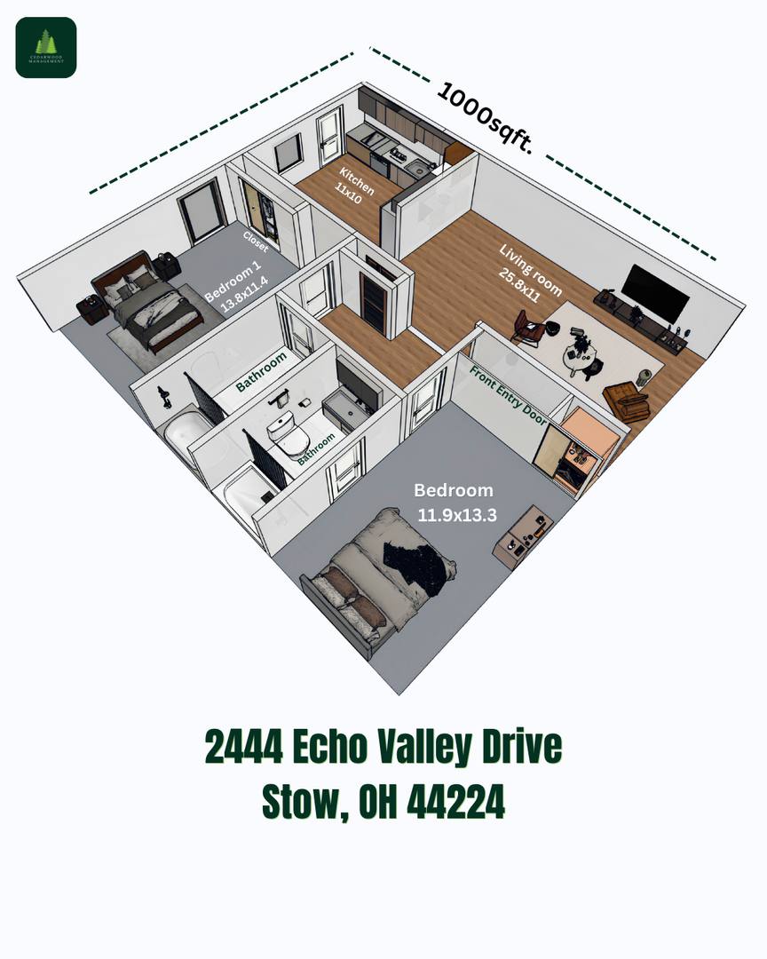 Apartment for rent at 2444 Echo Valley Dr, Stow, OH 44224