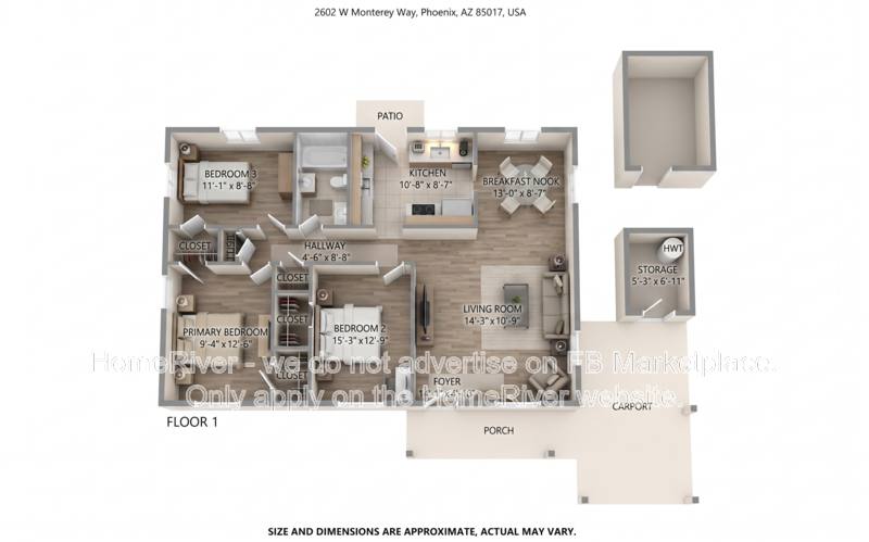 House for rent at 2602 W Monterey Way, Phoenix, AZ 85017