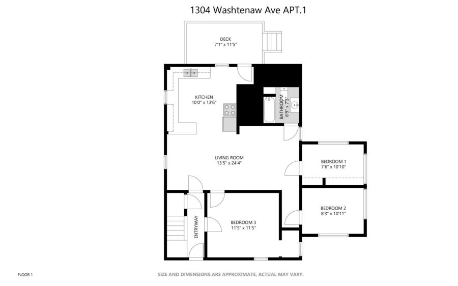 Apartment for rent at 1304 Washtenaw Ave #1, Ypsilanti, MI 48197