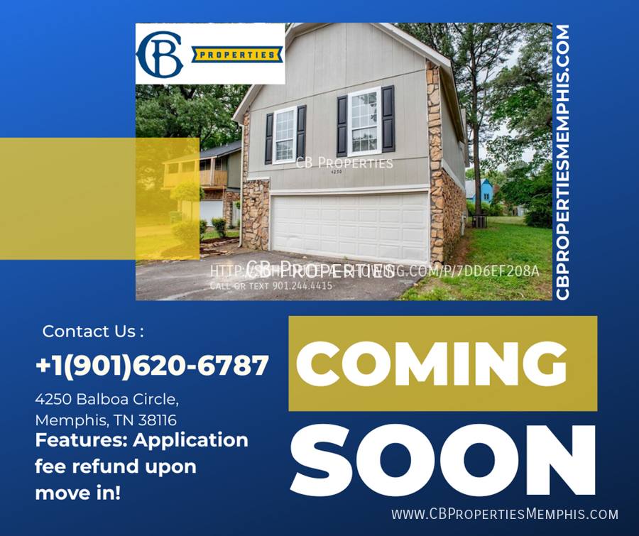 House for rent at 4250 Balboa Circle, Memphis, TN 38116