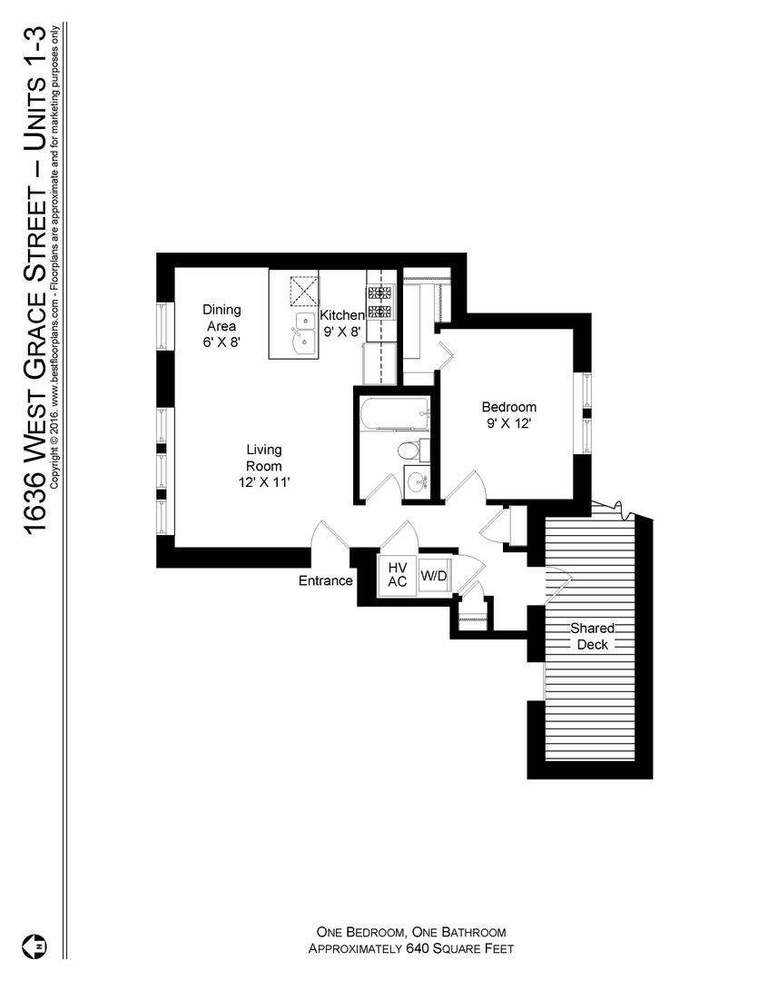 Apartment for rent at 1634 W Grace St #2, Chicago, IL 60613