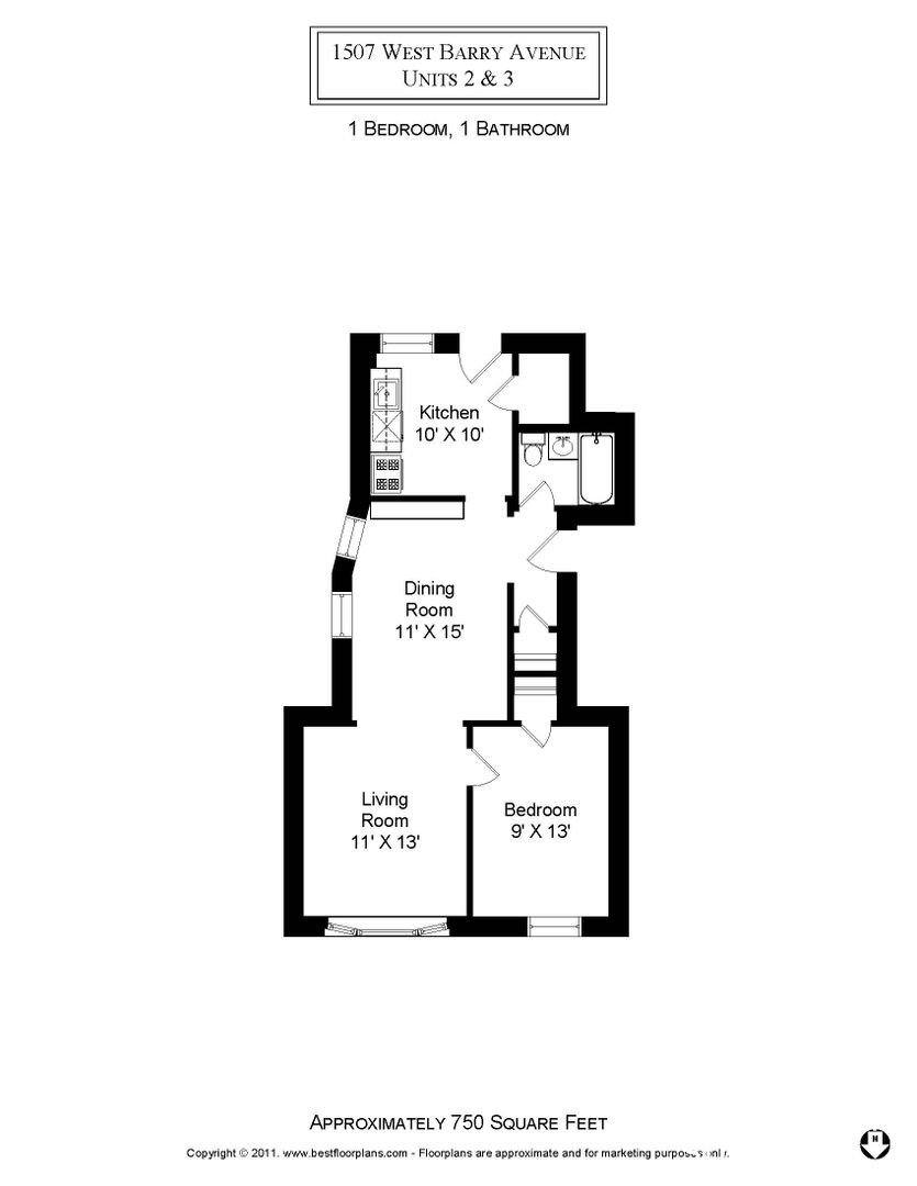 Apartment for rent at 1507 W Barry Ave #2, Chicago, IL 60657
