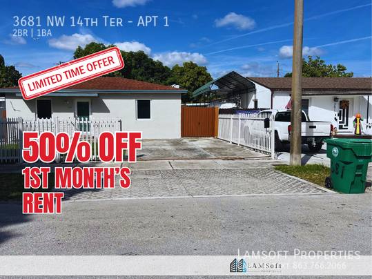 Apartment for rent at 3681 NW 14th Terrace #1, Miami, FL 33125