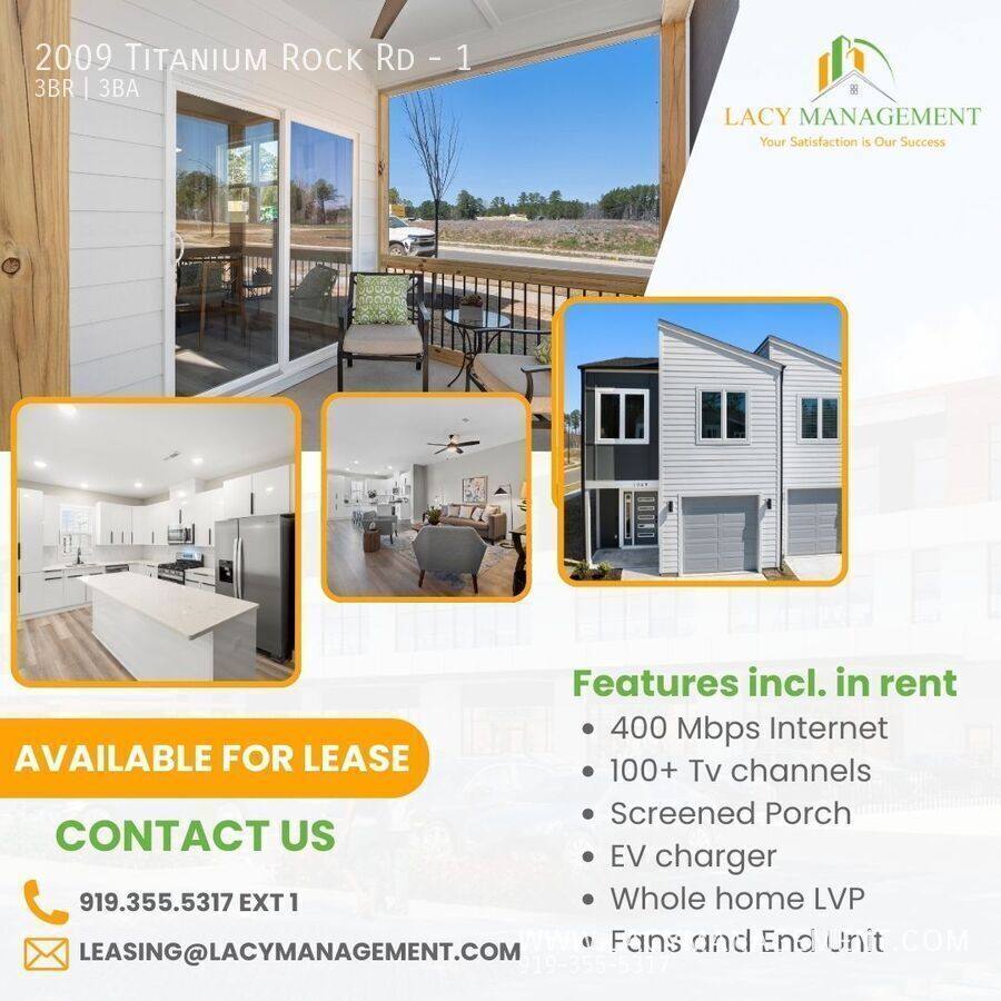 Townhouse for rent at 2009 Titanium Rock Rd #1, Durham, NC 27704