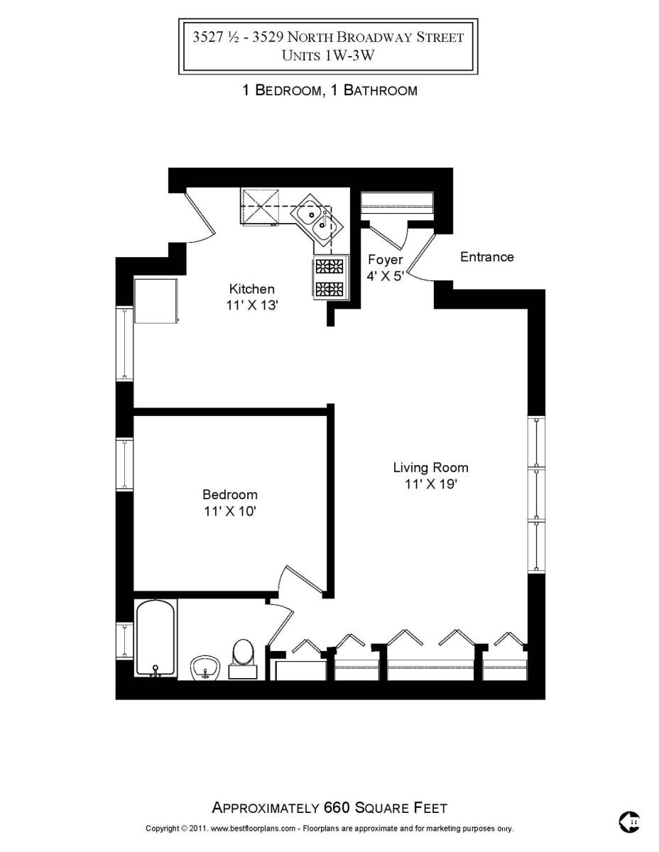 Apartment for rent at 3521 N Broadway St #1W, Chicago, IL 60657