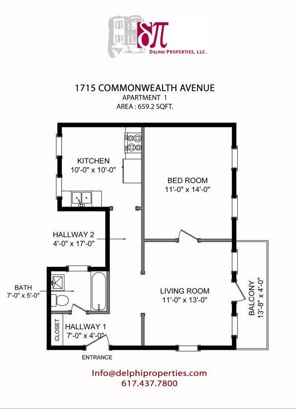 Apartment for rent at 1715 Commonwealth Ave #1, Brighton, MA 02135