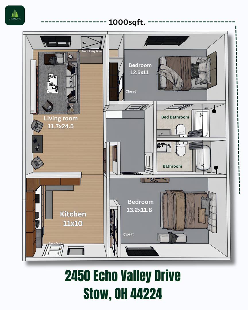 Apartment for rent at 2450 Echo Valley Dr, Stow, OH 44224