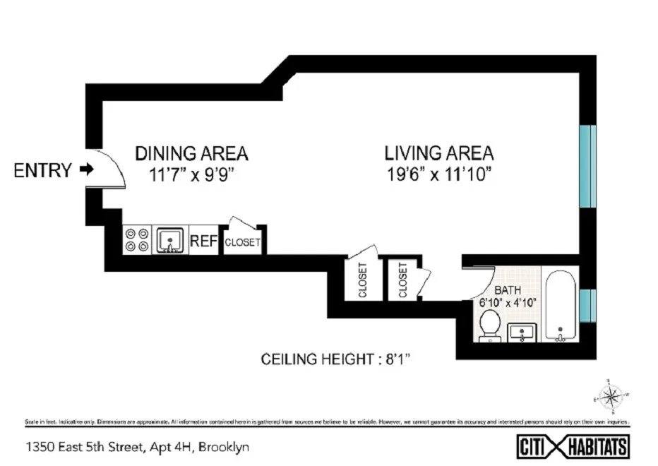 Apartment for rent at 1350 E 5th St #1H, Brooklyn, NY 11230