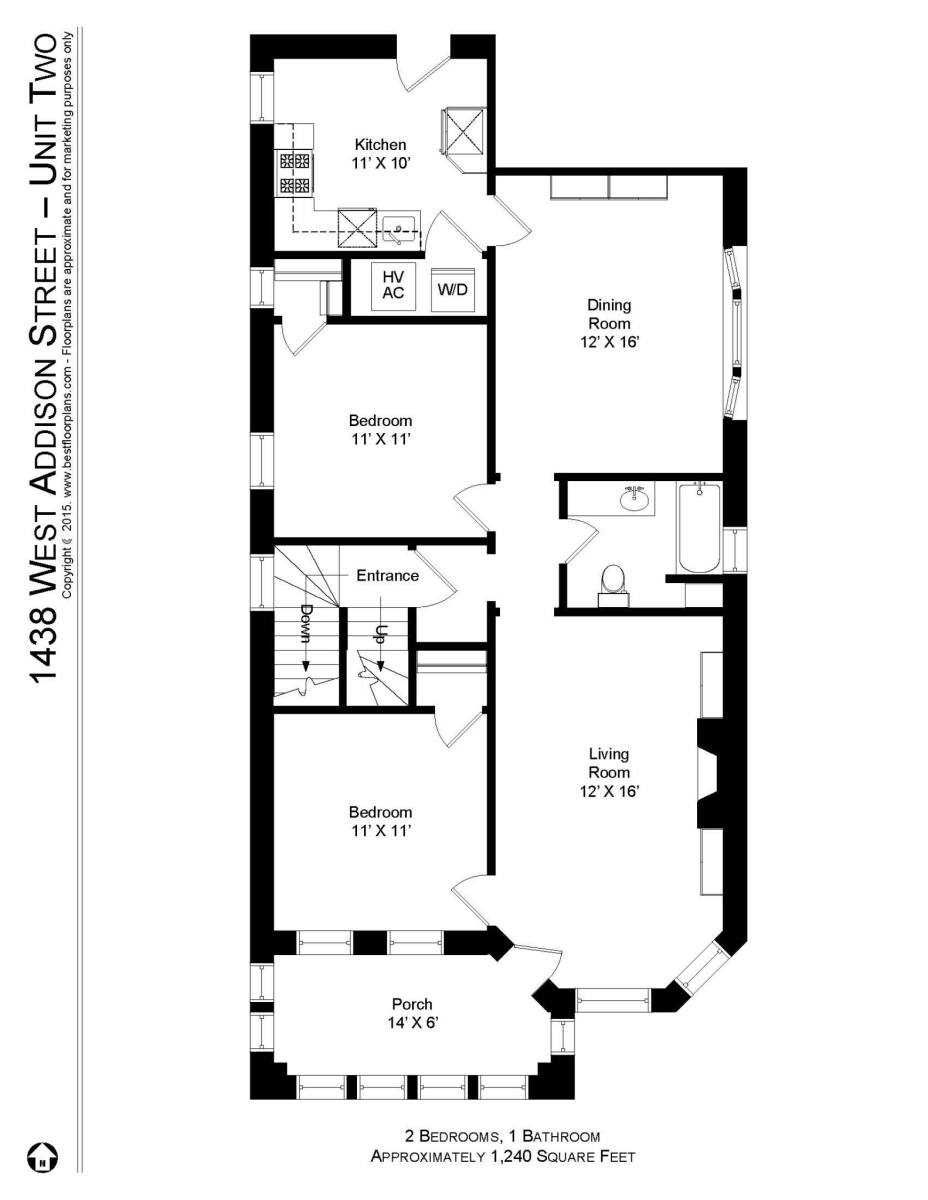 Apartment for rent at 1436 W Addison St #2, Chicago, IL 60657