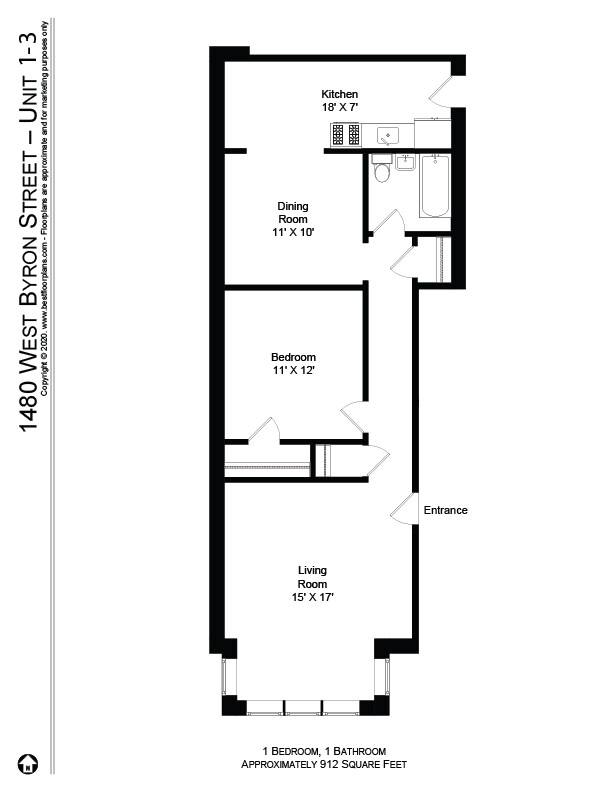 Apartment for rent at 1478 W Byron #1480-1 Fp, Chicago, IL 60613
