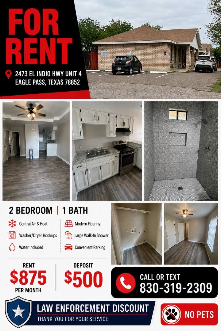 Apartment for rent at 2473 El Indio Highway 4, Eagle Pass, TX 78852