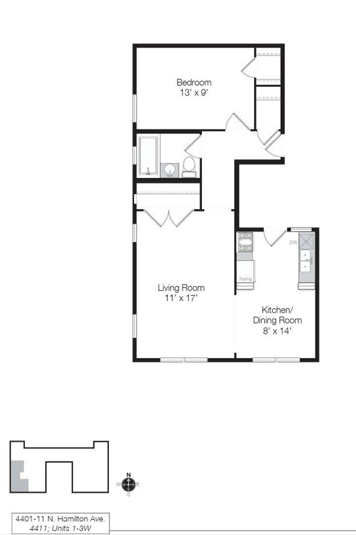Apartment for rent at 4401-4411 N Hamilton, Chicago, IL 60625