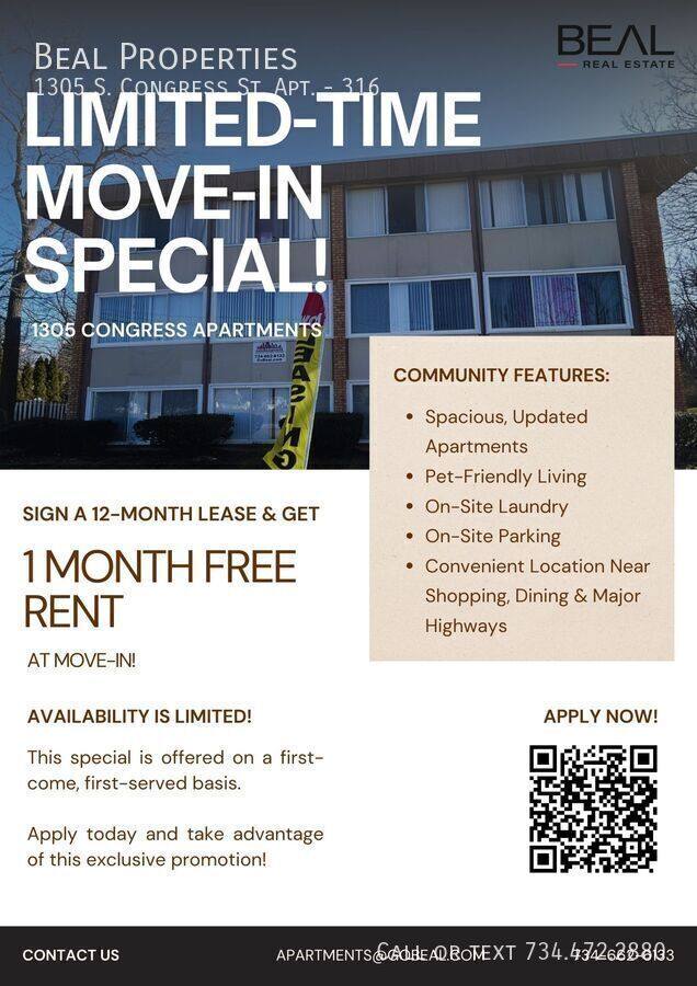 Apartment for rent at 1305 S Congress St #316, Ypsilanti, MI 48197