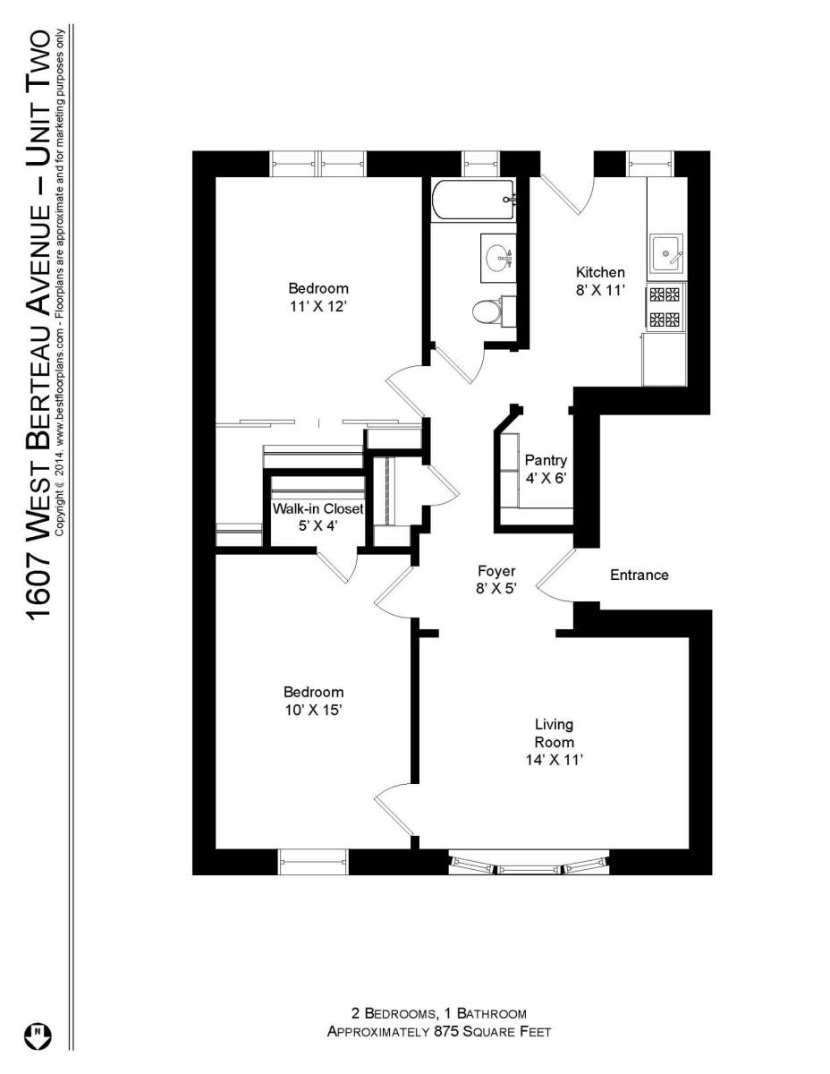 Apartment for rent at 1601 W Berteau Ave #2, Chicago, IL 60613