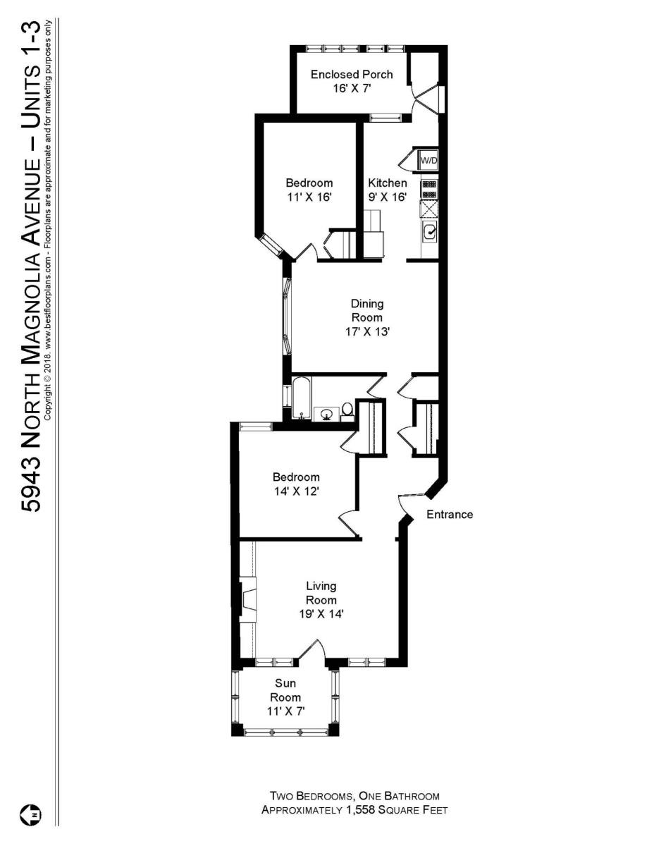 Apartment for rent at 5941 N Magnolia #1, Chicago, IL 60660