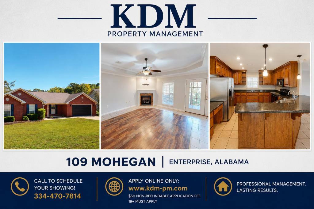 House for rent at 109 Mohegan Dr, Enterprise, AL 36330