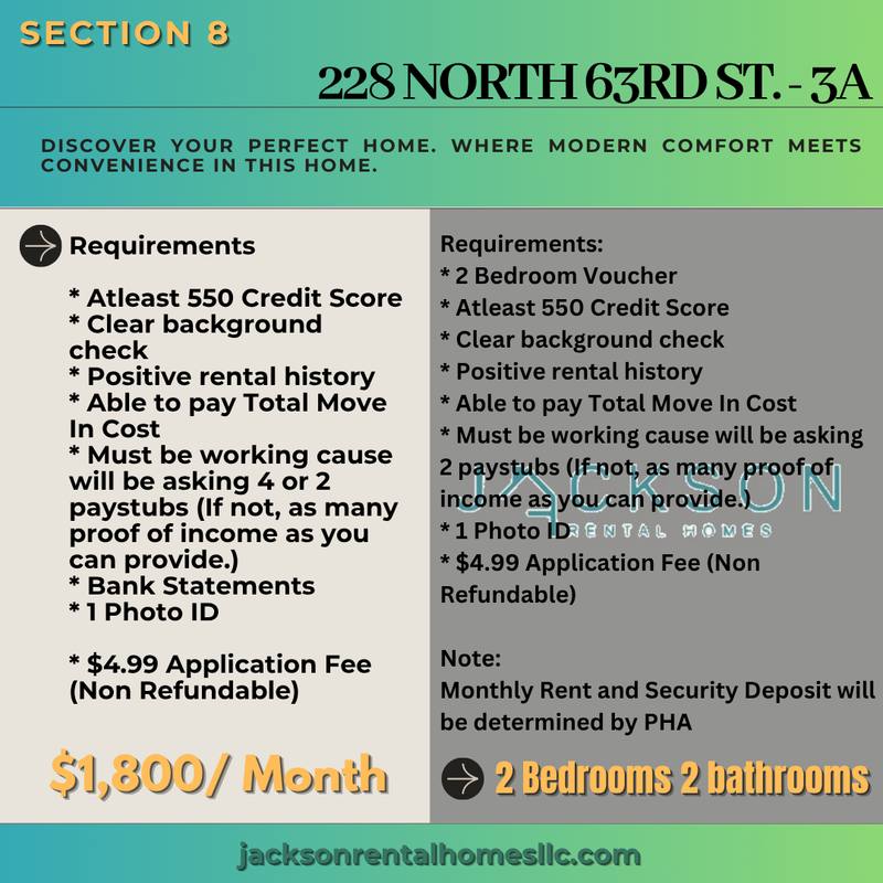 Apartment for rent at 228 N 63rd St #2, Philadelphia, PA 19139