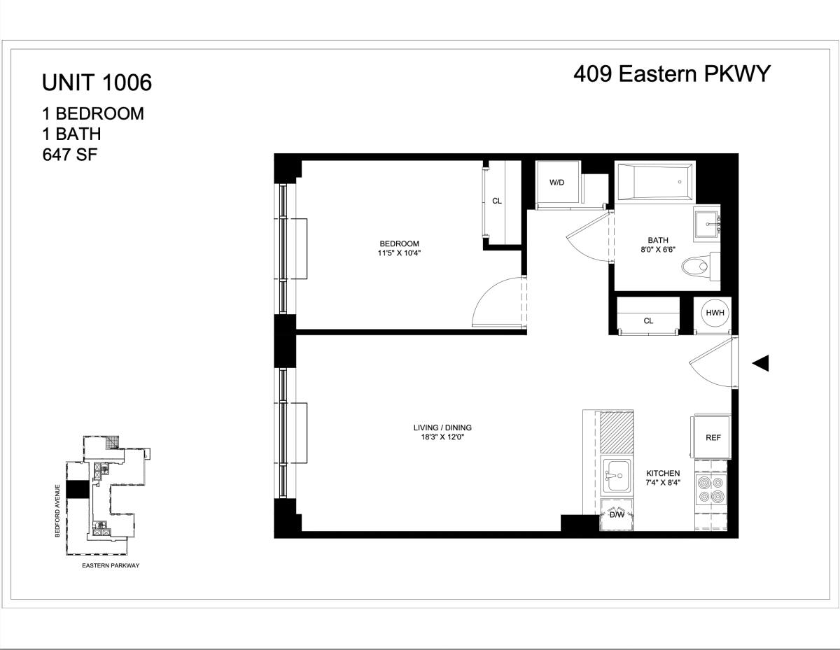 Apartment for rent at 409 Eastern Parkway #1006, Brooklyn, NY 11216