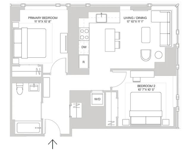 Apartment for rent at 457 W 40th St #2105, New York, NY 10018