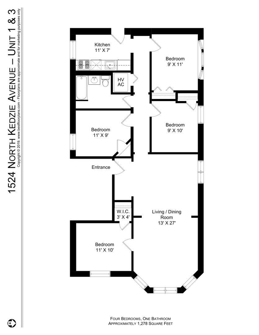 Apartment for rent at 1524 N Kedzie & 3209-3211 W Pierce, Chicago, IL 60651