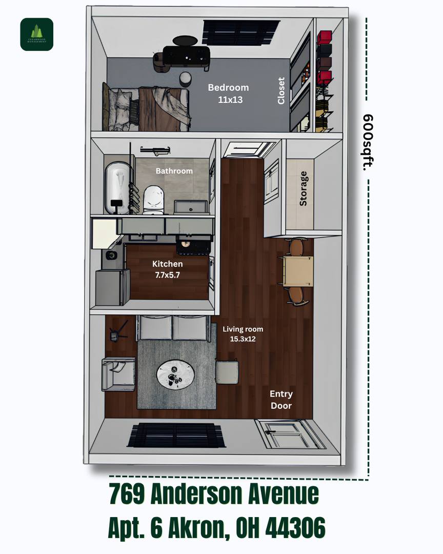 Apartment for rent at 769 Anderson Ave #6, Akron, OH 44306