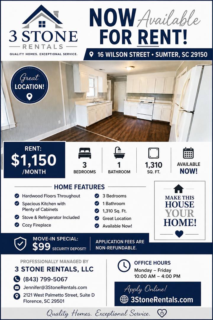 House for rent at 16 Wilson St, Sumter, SC 29150