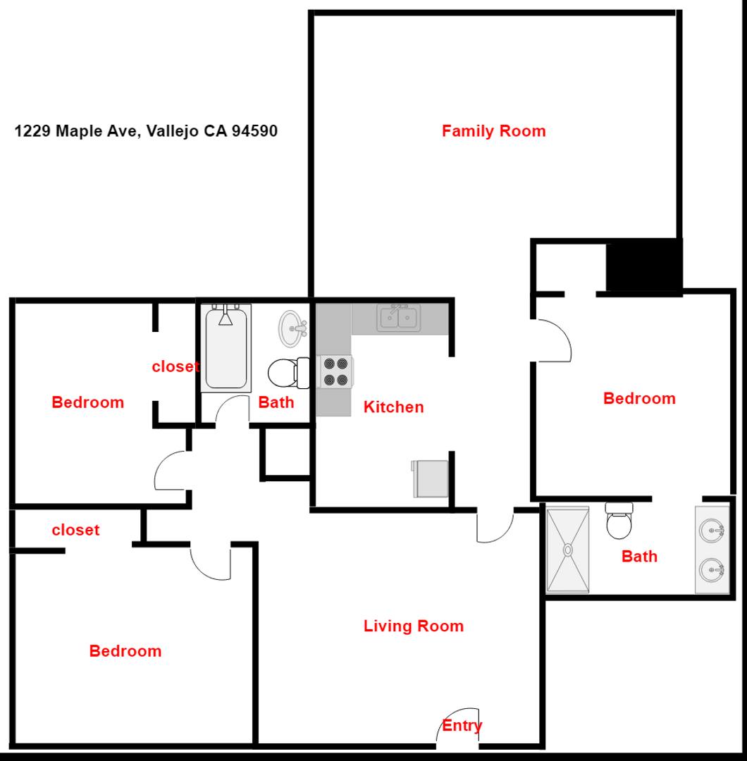 House for rent at 1229 Maple Ave, Vallejo, CA 94591