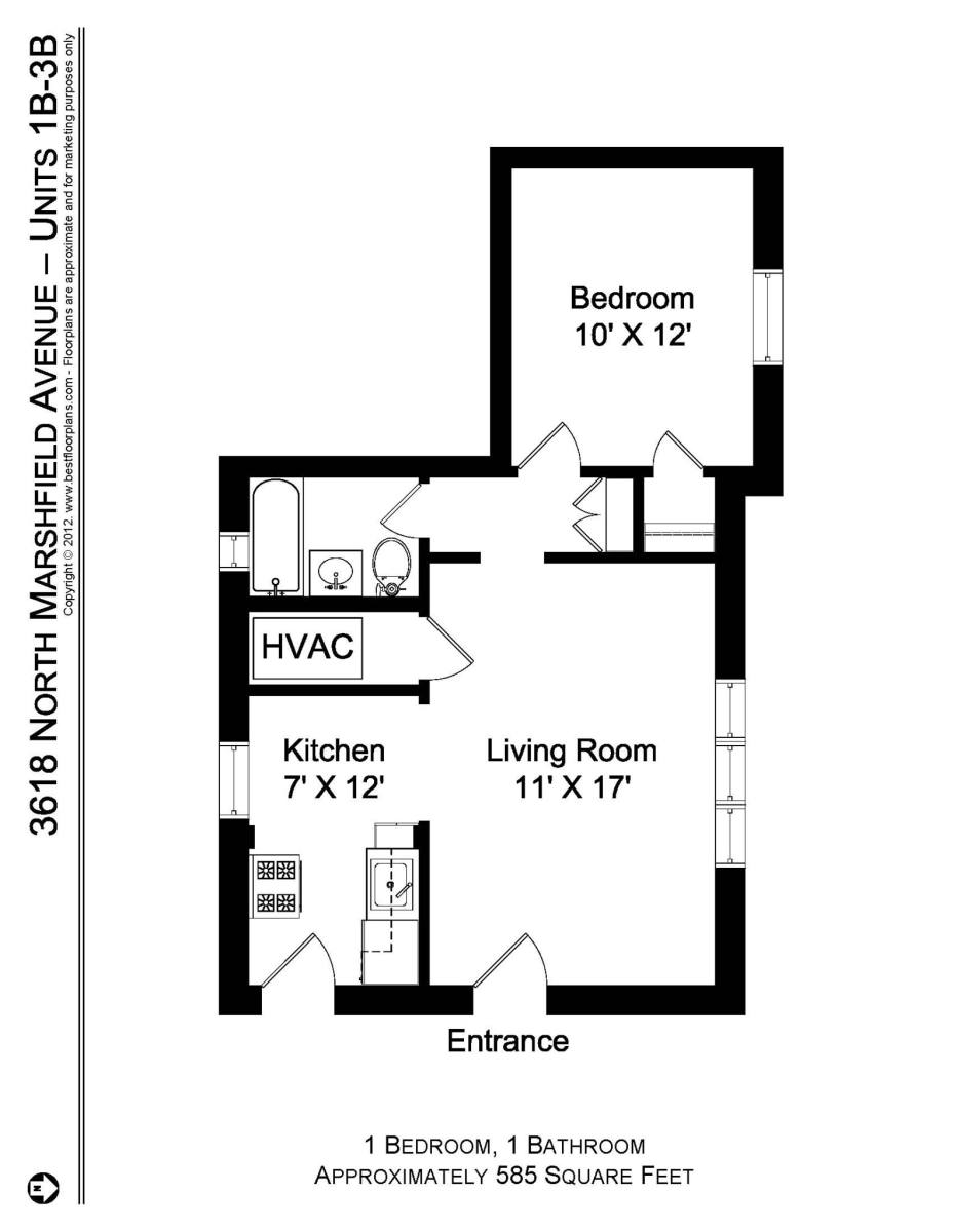 Apartment for rent at 3618 N Marshfield Ave #1B, Chicago, IL 60613
