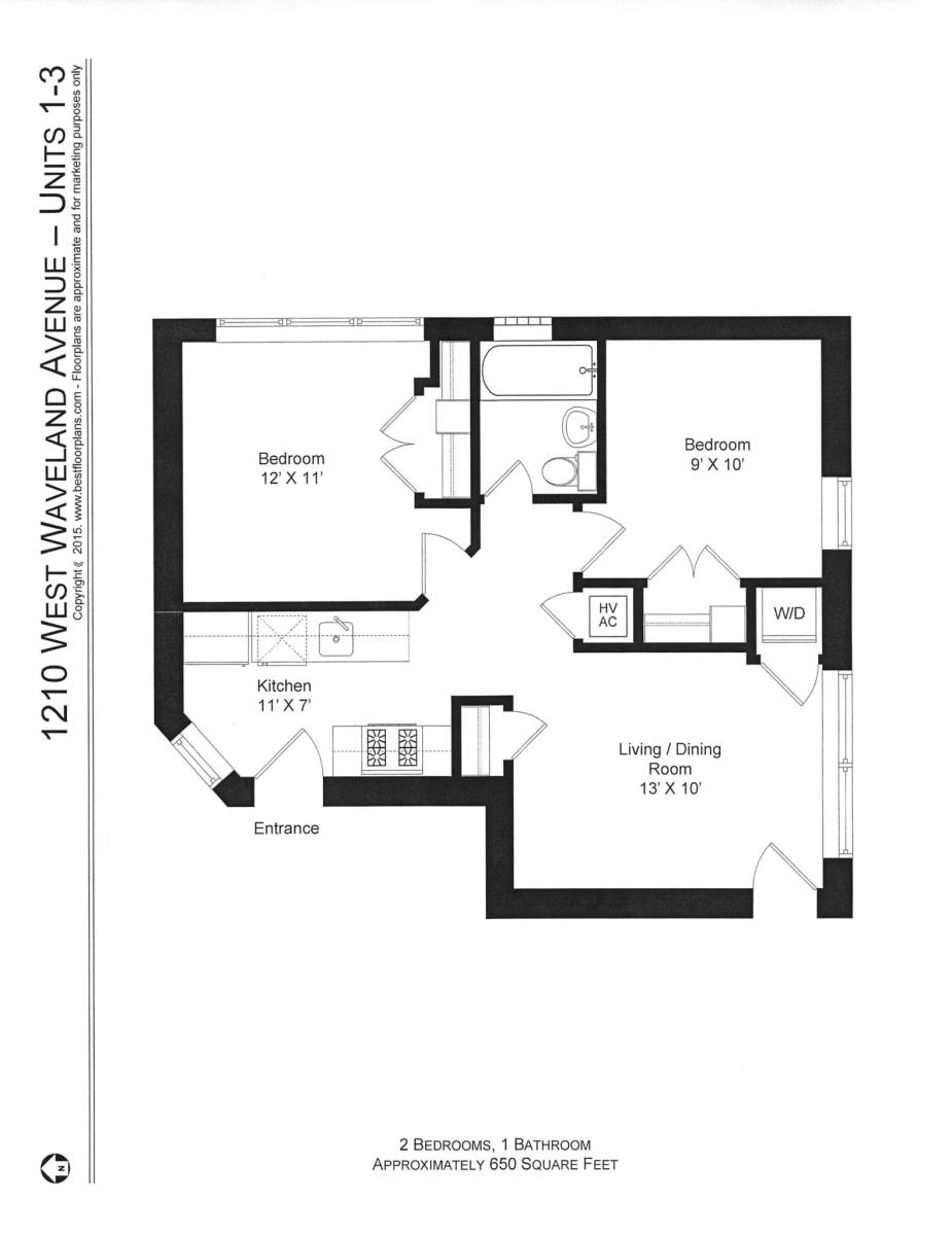 Apartment for rent at 1210 W Waveland #1210WAV2, Chicago, IL 60613