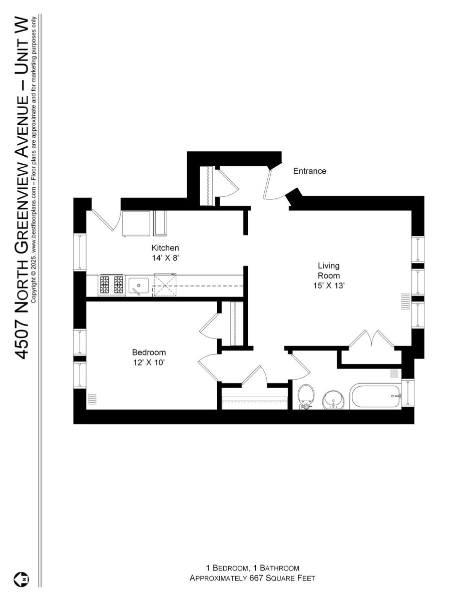 Apartment for rent at 4501 N Greenview #4507-2W Fp, Chicago, IL 60640