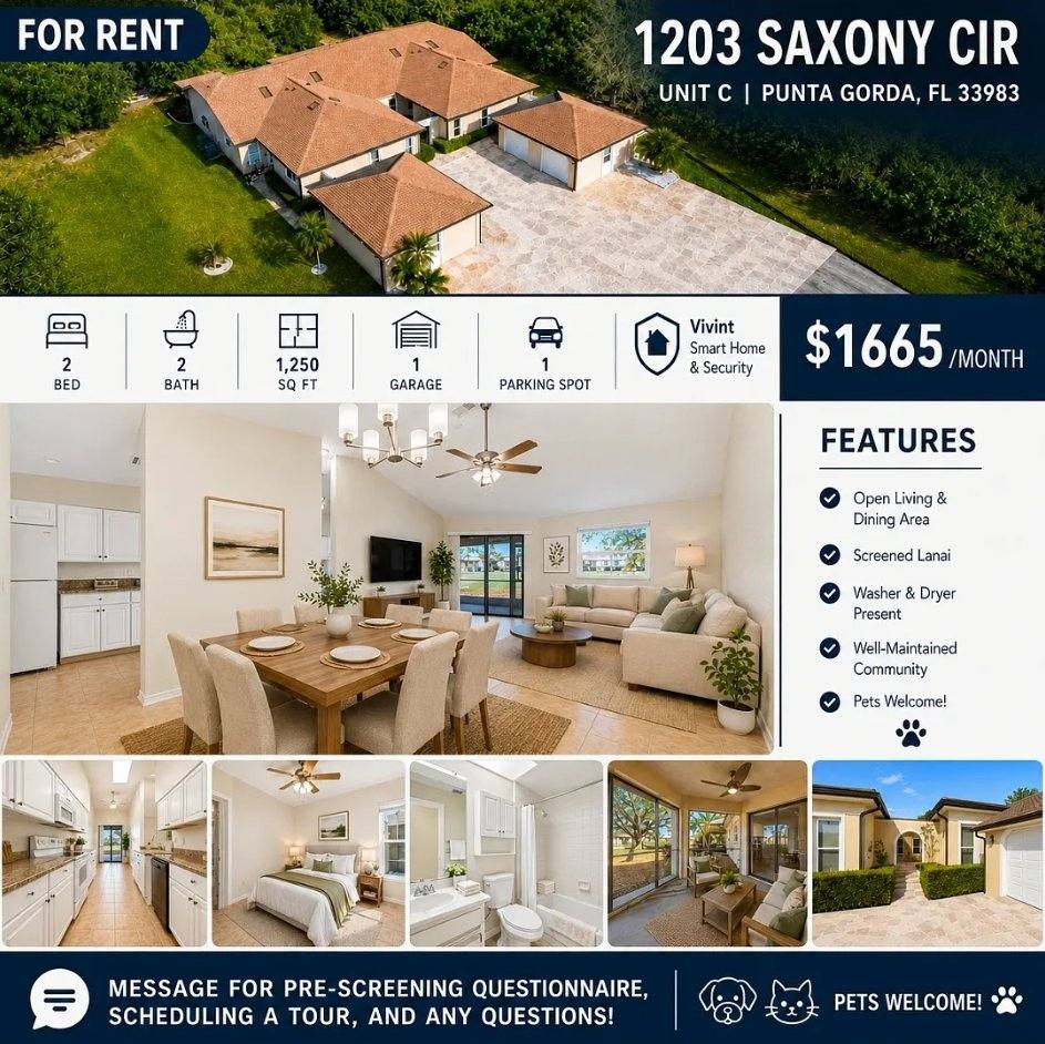 Townhouse for rent at 1203 Saxony Circle #C, Punta Gorda, FL 33983