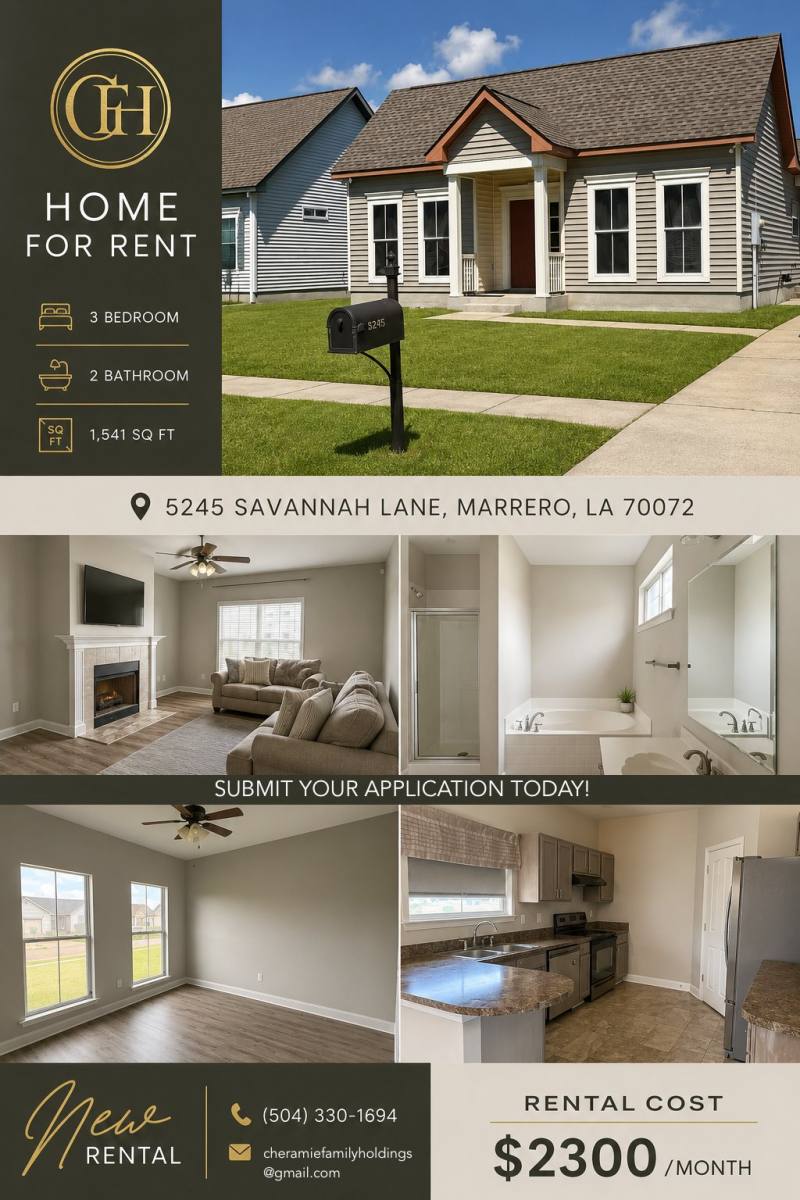 House for rent at 5245 Savannah Lane, Marrero, LA 70072
