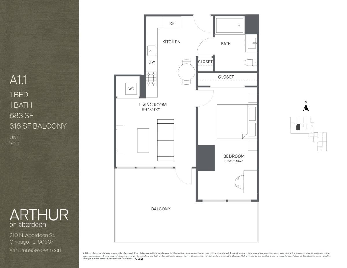 Apartment for rent at 210 N Aberdeen St #306, Chicago, IL 60607