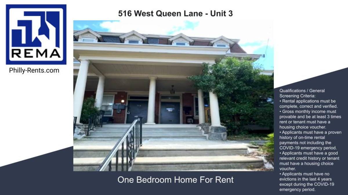 Apartment for rent at 516 W Queen Lane, Philadelphia, PA 19144