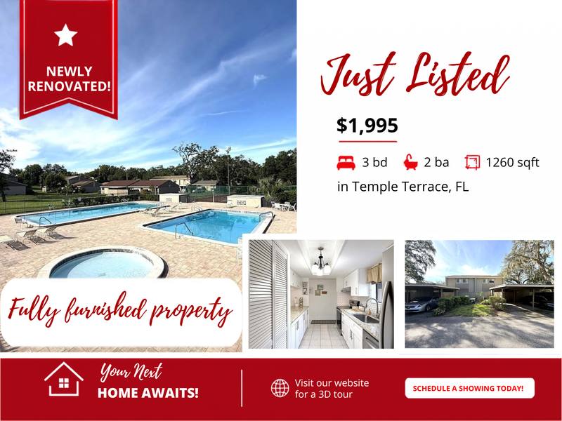 Townhouse for rent at 8645 Lake Isle Dr #1, Tampa, FL 33637