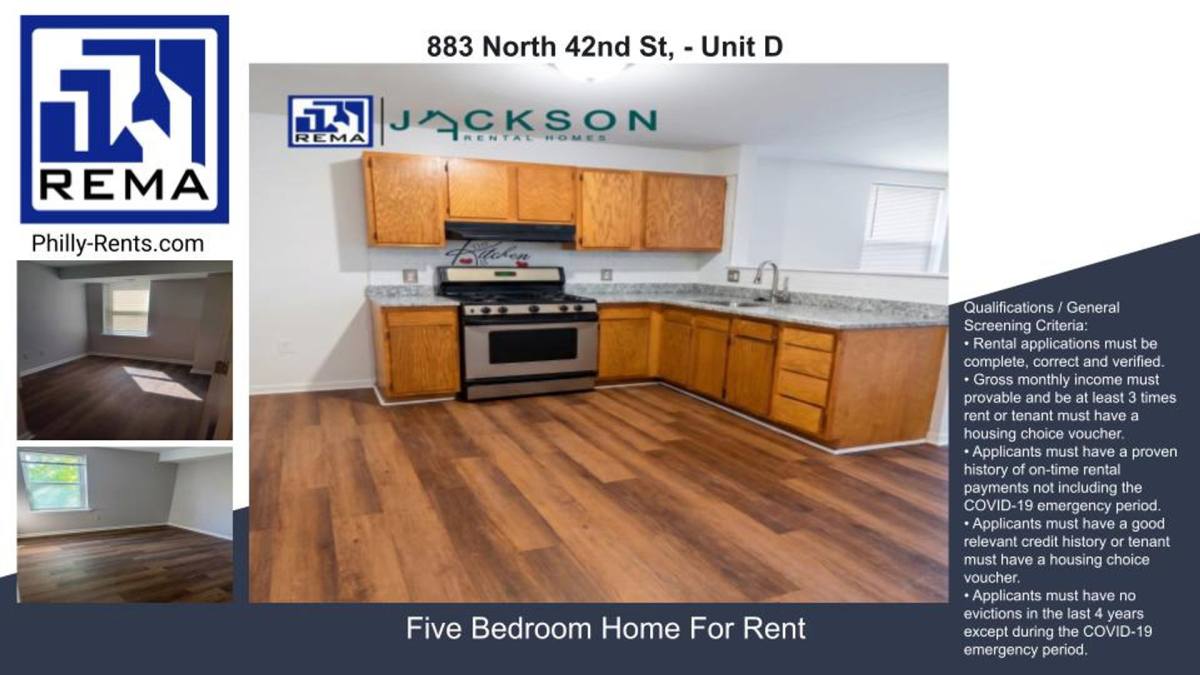 Apartment for rent at 883 N 42nd St, Philadelphia, PA 19104