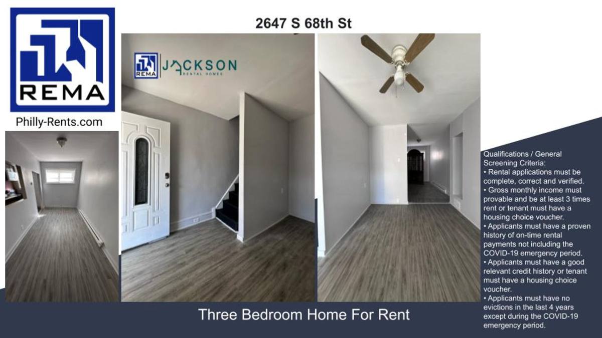 House for rent at 2647 S 68th St, Philadelphia, PA 19142