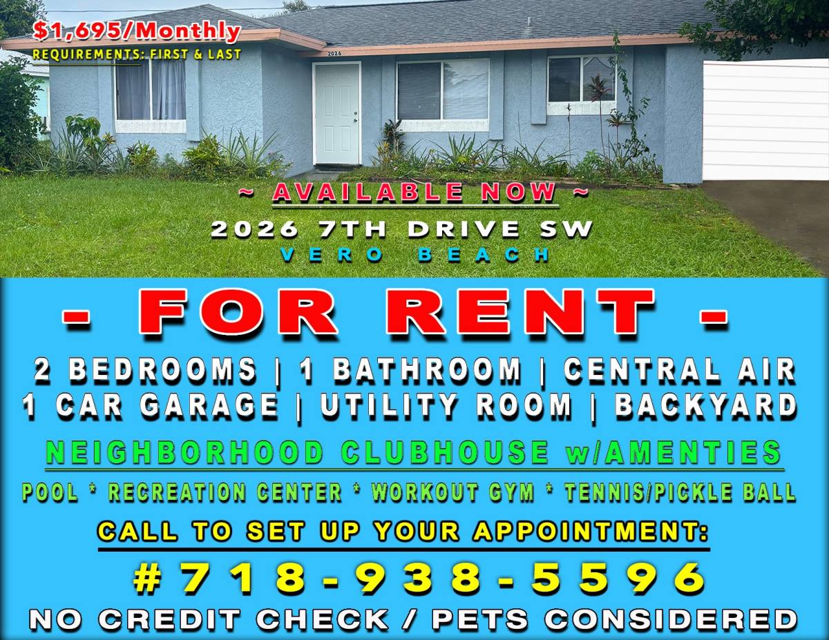 House for rent at 2026 7th Dr SW, Vero Beach, FL 32962