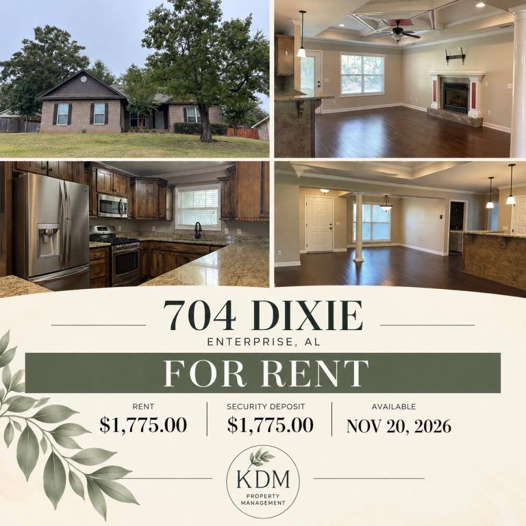 House for rent at 704 Dixie Dr, Enterprise, AL 36330